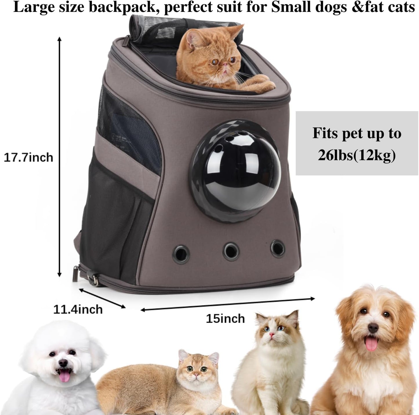 Pet Carrier Canvas Bubble Backpack, Breathable Capsule Portable Pet Backpack